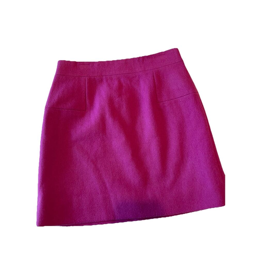 J Crew Classic Fuschia Pink Mini Skirt in Felted Wool Blend Academia 00